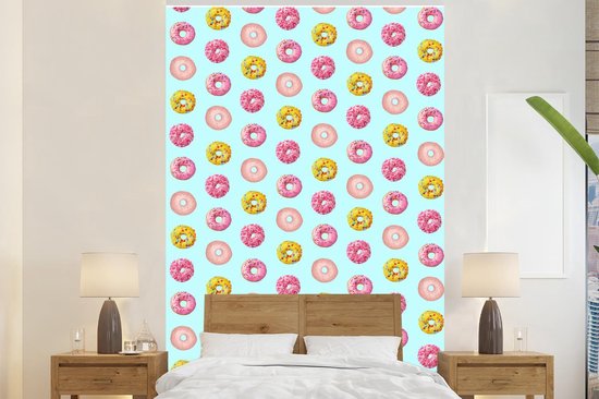 Behang - Fotobehang Donut - Patroon - Kleuren - Breedte 195 cm x hoogte 300 cm