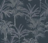 AS Creation MICHALSKY - Palmbomen behang - Palmen - zwart grijs  - 1005 x 53 cm