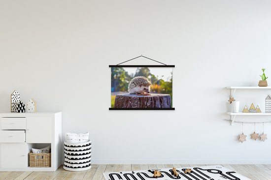 Affiche textielposter Eating Hedgehog lattes noires 90x60 cm