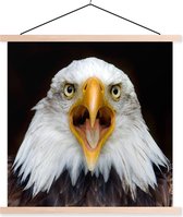 Posterhanger incl. Poster 150x113 cm - Schoolplaat - Close-up adelaar - Textielposter - Blanke latten