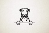 Airedaleterriër - Airedale Terrier - hond met pootjes - XS - 21x25cm - Zwart - wanddecoratie