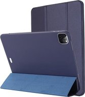 TPU horizontale flip lederen hoes met drie opvouwbare houder voor iPad Pro 12.9 2021/2020/2018 (blauw)