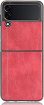 Samsung Galaxy Z Flip 3 Hoesje Kunstleer Back Cover Rood