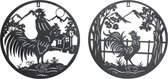 Decoratieve figuren DKD Home Decor Haan Metaal (2 pcs) (40 x 1 x 40 cm)