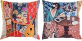 Kussen DKD Home Decor Schilderij Multicolour Polyester (2 pcs) (40 x 10 x 40 cm)