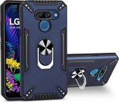 Voor LG K50 PC + TPU-beschermhoes met 360 graden draaibare ringhouder (koningsblauw)