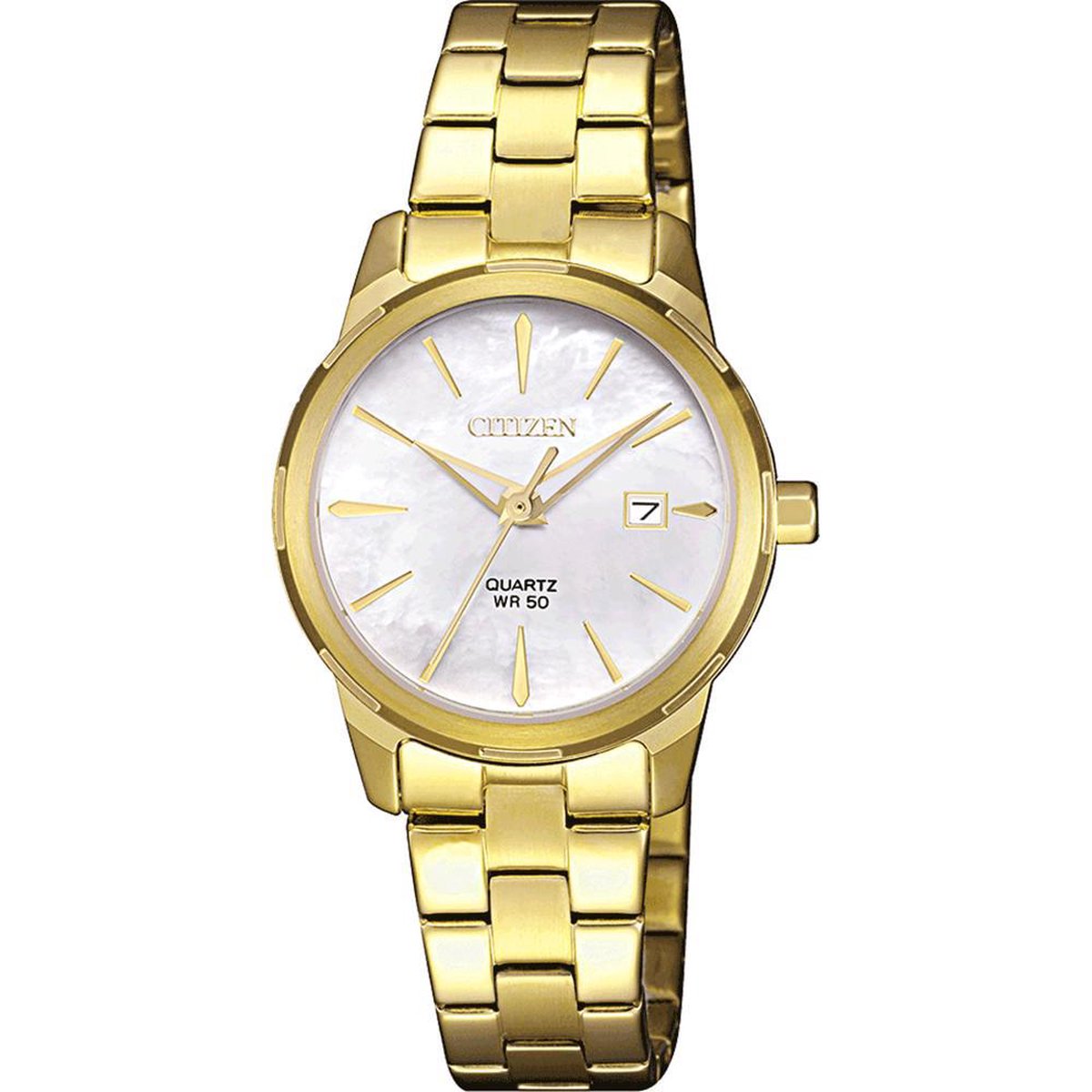 Citizen Horloge - Citizen dames horloge - Parelmoer - diameter 28 mm - goud gecoat roestvrij staal