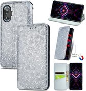 Voor Xiaomi Redmi K40 Gaming Blooming Mandala Reliëfpatroon Magnetische Horizontale Flip Lederen Case met Houder & Kaartsleuven & Portemonnee (Grijs)