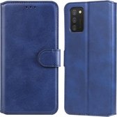 Klassieke kalfstextuur PU + TPU horizontale flip lederen hoes met houder & kaartsleuven & portemonnee voor Samsung Galaxy A03s (blauw)