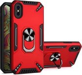 PC + TPU-beschermhoes met 360 graden draaibare ringhouder voor iPhone XS Max (rood)