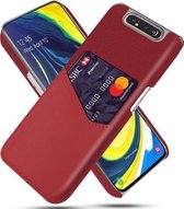 Voor Samsung Galaxy A80 Doek Textuur PC + PU lederen achterkant Schokbestendig hoesje met kaartsleuf (rood)