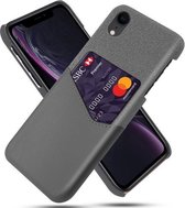 Doektextuur PC + PU-lederen achterkant Schokbestendig hoesje met kaartsleuf voor iPhone XR (grijs)