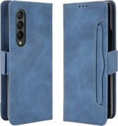 Voor Samsung Galaxy Z Fold3 5G Huid Voelen Kalf Patroon Horizontale Flip Lederen Case met Houder & Kaartsleuven & Fotolijst (Blauw)