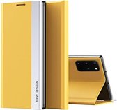 Voor Samsung Galaxy S20 Side gegalvaniseerde magnetische ultradunne horizontale flip lederen hoes met houder (geel)