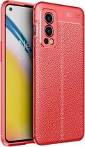 Voor OnePlus Nord 2 5G Litchi-textuur TPU-schokbestendig hoesje (rood)