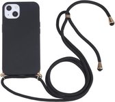 Tarwestro-materiaal + TPU-schokbestendig hoesje met nekkoord voor iPhone 13 mini (zwart)