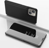 Plated Mirror Horizontal Flip Leather Case met houder voor iPhone 13 mini (zwart)