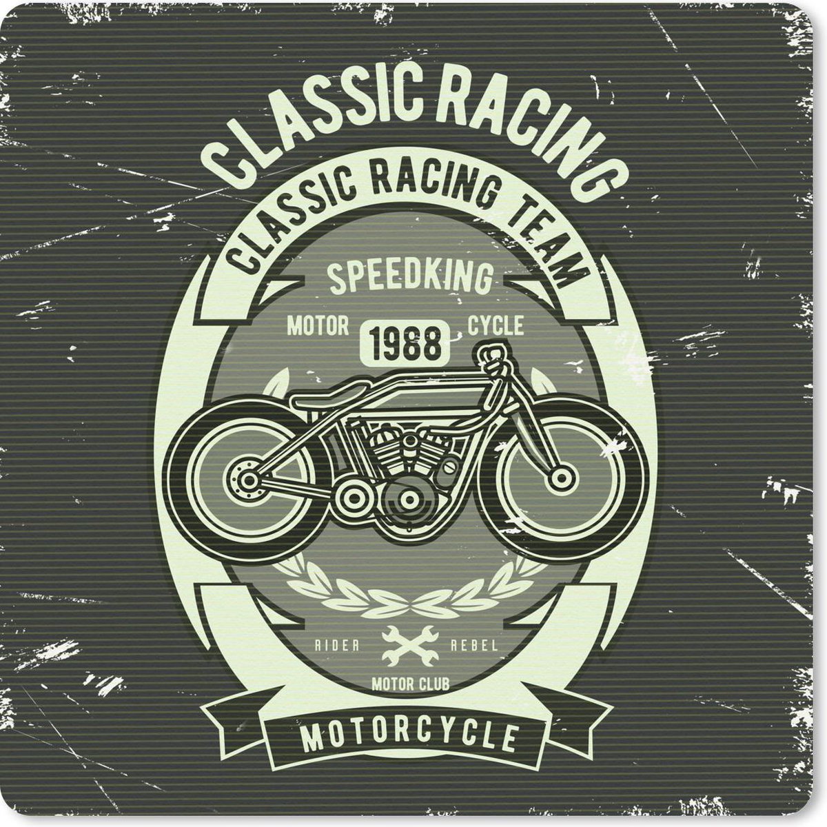 Muismat 30x30 cm - Mousepad Motorfiets - Race - Retro - Tekening - Muismatten