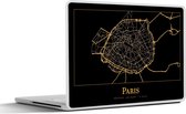 Laptop sticker - 12.3 inch - Kaart - Parijs - Zwart - Goud - 30x22cm - Laptopstickers - Laptop skin - Cover