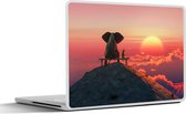Laptop sticker - 13.3 inch - Hond - Olifant - Berg - 31x22,5cm - Laptopstickers - Laptop skin - Cover