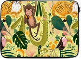 Laptophoes 13 inch - Dieren - Jungle - Geel - Laptop sleeve - Binnenmaat 32x22,5 cm - Zwarte achterkant