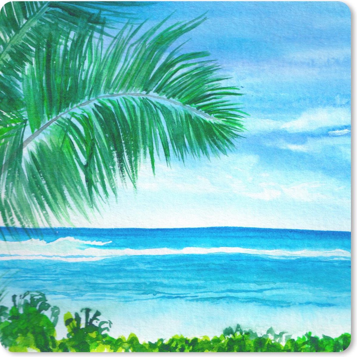 Muismat 20x20 cm - Mousepad Zee - Plant - Waterverf - Muismatten