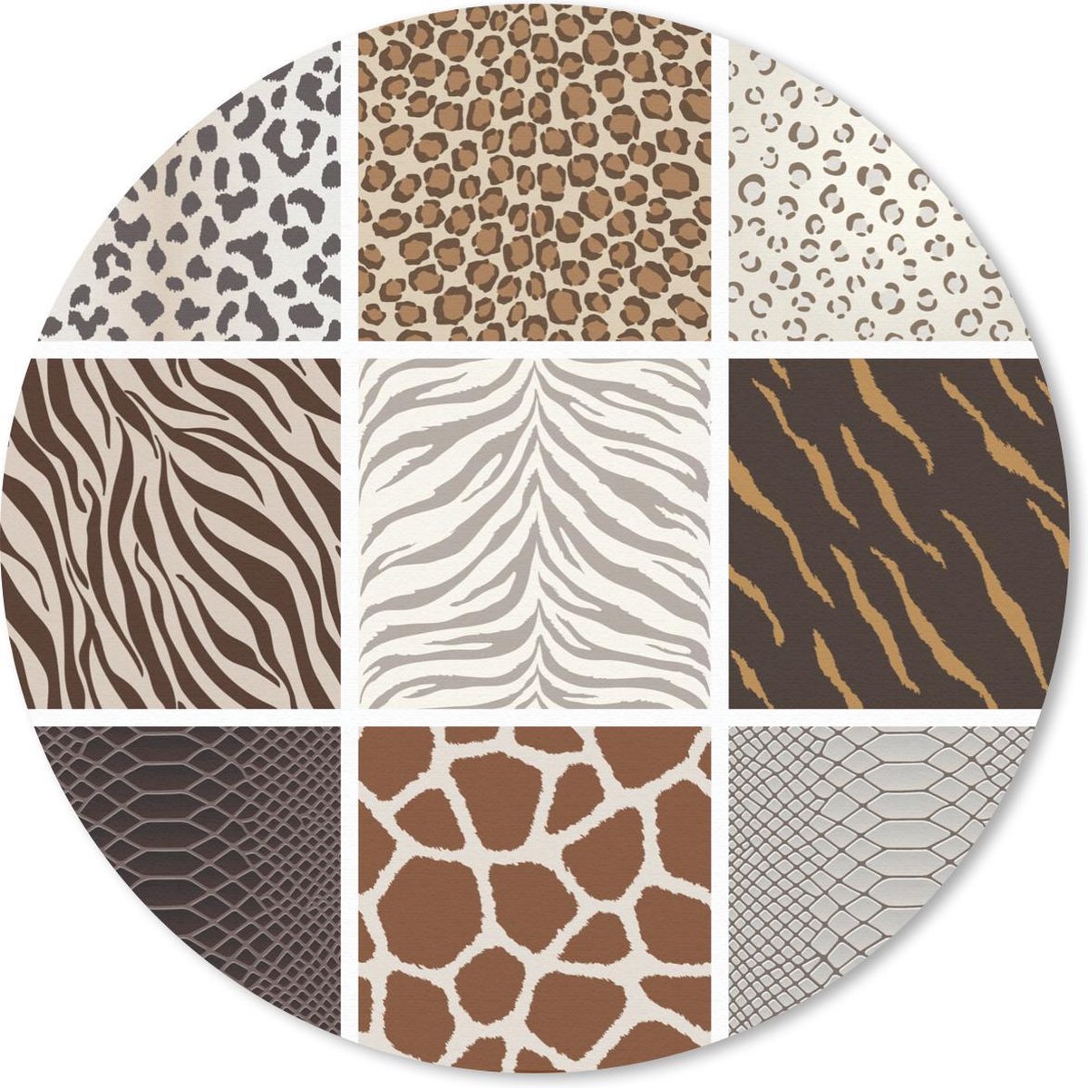 Muismat rond 30x30 cm - Mousepad Dieren - Tijgerprint - Zebra - Ronde muismatten