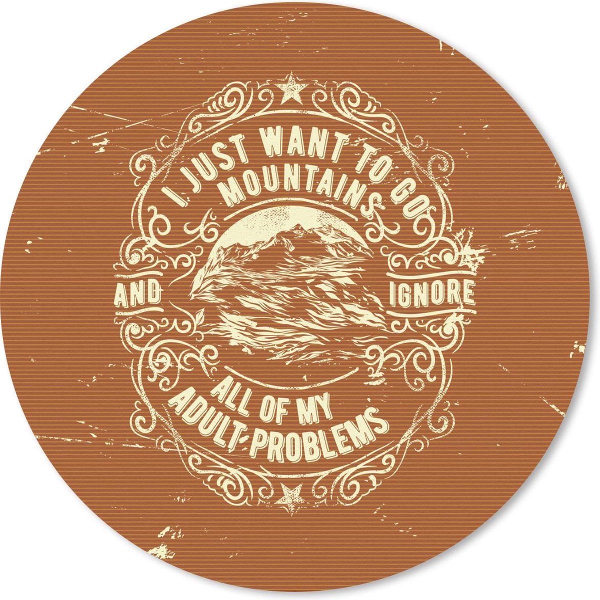 Muismat rond 20x20 cm - Mousepad Vintage - Berg - Tekst - Ronde muismatten