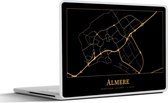 Laptop sticker - 10.1 inch - Kaart - Almere - Luxe - Goud - Zwart - 25x18cm - Laptopstickers - Laptop skin - Cover