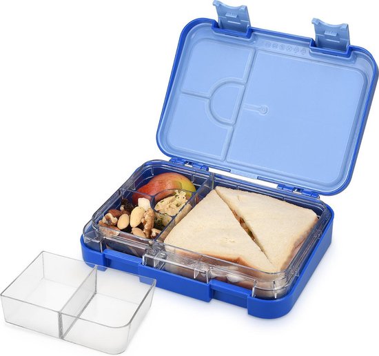 Navaris bento box - Lunchbox met 4 tot 6 compartimenten - Broodtrommel met variabele vakjes - Voor lunch en tussendoortjes - Donkerblauw