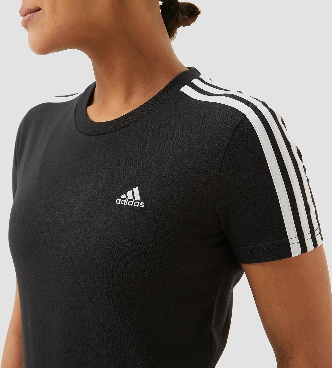Adidas Loungewear Essentials Slim-Fit 3-Stripes Shirt Zwart Dames - Maat XL  | bol.com