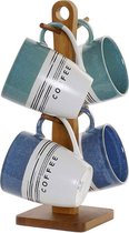 Mok DKD Home Decor Multicolour Rubberwood Keramiek (300 ml) (5 pcs)