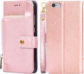 Ritstas PU + TPU Horizontale Flip Leren Case met Houder & Kaartsleuf & Portemonnee & Lanyard Voor iPhone 6/6S (Goud)