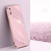 XINLI rechte 6D plating gouden rand TPU schokbestendig hoesje voor iPhone XS Max (kersenpaars)