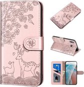 Voor Samsung Galaxy A20s Sika Herten Embossing Patroon Horizontale Flip PU Lederen Case met Houder & Kaartsleuf & Portemonnee & Fotolijst (Rose Goud)