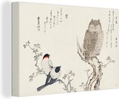 Canvas Schilderij Uil - Vogel - Japan - 30x20 cm - Wanddecoratie
