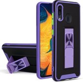 Voor Samsung Galaxy A30 Dual-color Skin Feel TPU + PC Magnetische schokbestendige hoes met onzichtbare houder (paars)