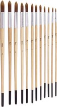 Studio 71 - Brush set brown synthetic round long handle 12pc