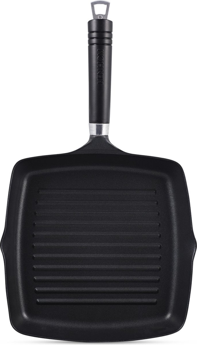 Ken Hom Excellence Grillpan Vierkant 25 cm. in Gietaluminium met Antiaanbaklaag