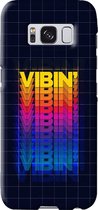 Samsung Galaxy S8 Telefoonhoesje - Premium Hardcase Hoesje - Dun en stevig plastic - Met Quote - Vibin - Zwart