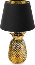 Navaris tafellamp in ananas design - Ananaslamp - 40 cm hoog - Decoratieve lamp van keramiek - Pineapple lamp - E27 fitting - Goud/Zwart