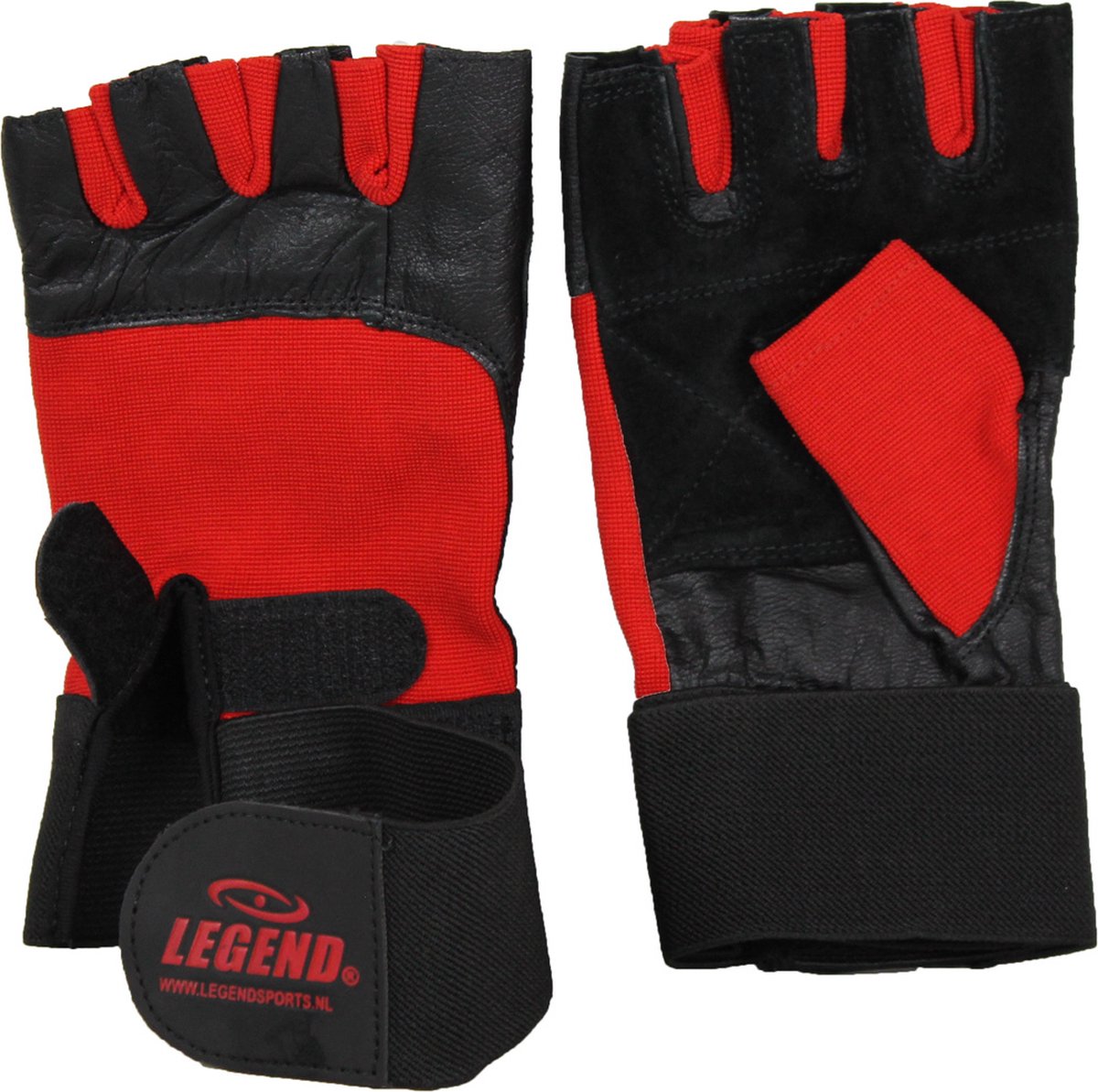 Legend Sports Fitness Handschoenen Leder Zwart/rood Legend Maat S
