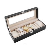 Clever Storage Horlogebox met kijkvenster - Zwart - Met deksel - Medium - 6 horloges
