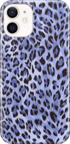 Apple iPhone 12 Hoesje - Premium Hardcase Hoesje - Dun en stevig plastic - Met Dierenprint - Luipaard Patroon - Paars