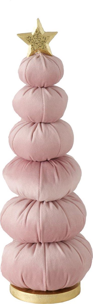 Kerstboompje zachte licht roze bollen met gouden ster