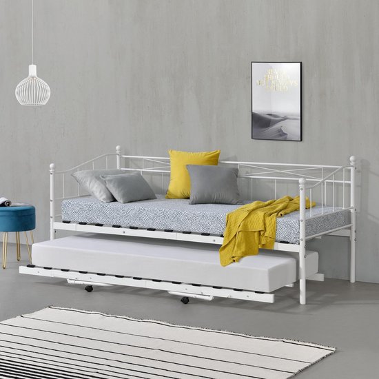 Canapé-lit avec lit gigogne Skutskär 90x200 cm blanc | bol.com