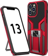 Apple iPhone 13 Pro Max Hoesje Hybride Back Cover Kickstand Rood