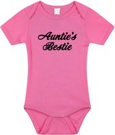 Aunties bestie tekst baby rompertje roze meisjes - Beste Tante kraamcadeau/ Aankondiging zwangerschap 68 (4-6 maanden)