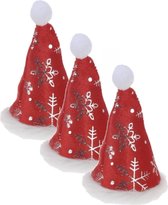 4x stuks mini kerstmutsjes met sneeuwvlokken op clip