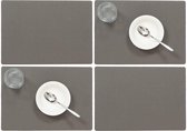 Set van 8x stuks stevige luxe Tafel placemats Plain donkergrijs 30 x 43 cm - Met anti slip laag en Teflon coating toplaag